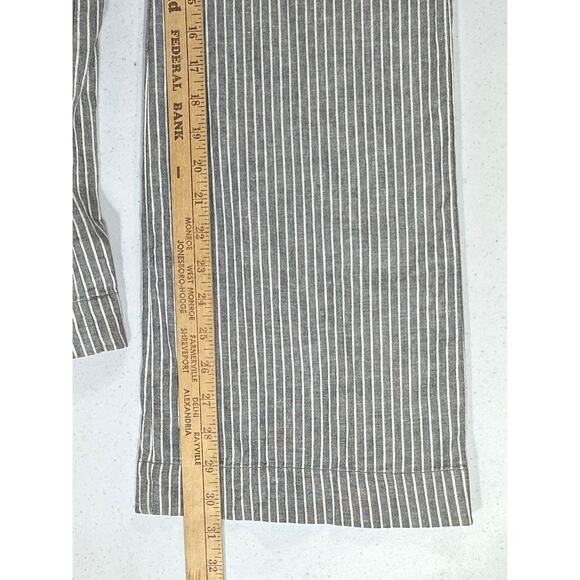Sundance Womens Pants Size 8 (32x31.5) Linen Blend Gray Striped Belted Wide Leg - Picture 8 of 9